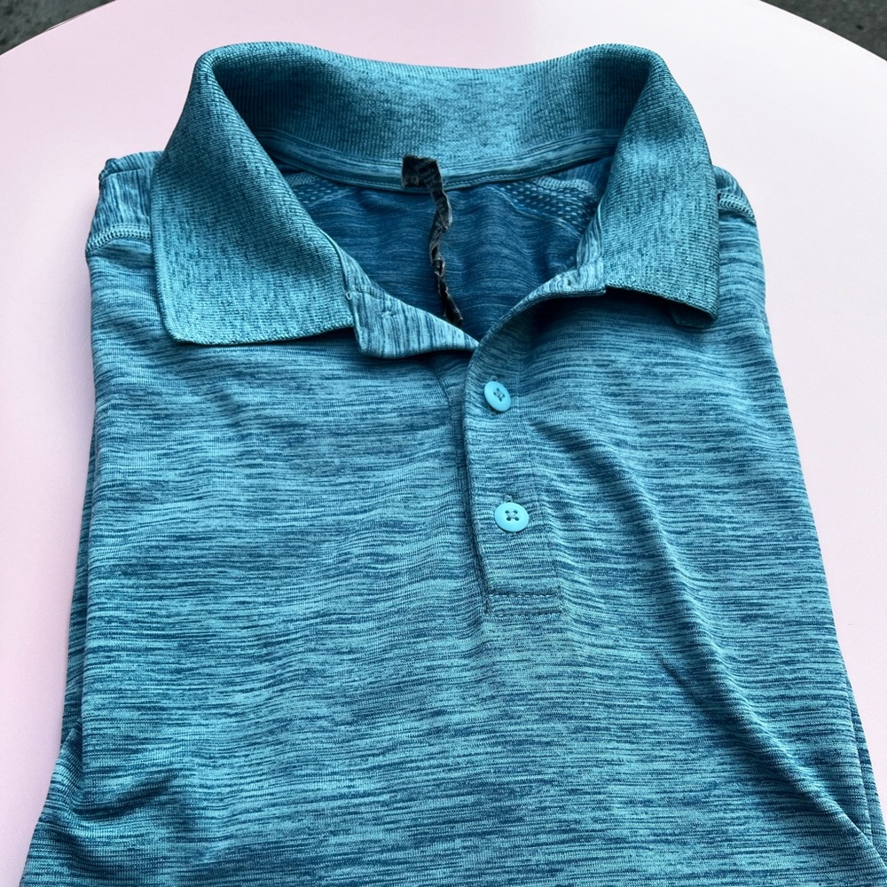 lululemon athletica teal blue men's polo